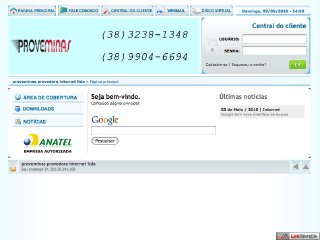Thumbnail do site Proveminas - internet banda larga