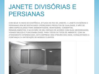 Thumbnail do site Janete Divisórias e Persianas