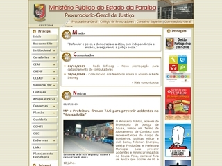 Thumbnail do site Ministério Público da Paraíba