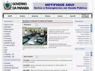 Thumbnail do site SES - Secretaria da Saúde do Estado da Paraíba 