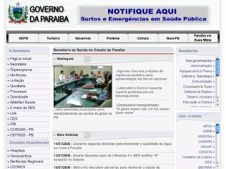 Thumbnail do site SES - Secretaria da Sade do Estado da Paraba 