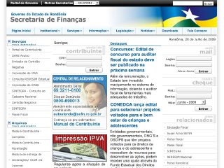 Thumbnail do site Secretaria de Estado de Finanas de Rondnia