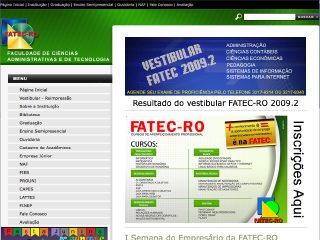 Thumbnail do site FATEC-RO : Faculdade de Cincias Administritivas e de Tecnologia