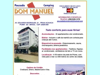 Thumbnail do site Pousada e camping Dom Manuel