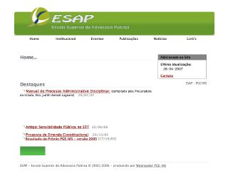 Thumbnail do site ESAP - Escola Superior de Advocacia Pública
