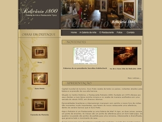 Thumbnail do site Relicrio 1800 - Galeria de Arte e Restaurante tpico