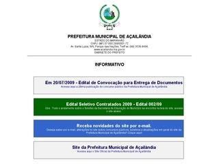 Thumbnail do site Prefeitura Municipal de Aailndia