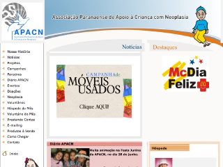Thumbnail do site APACN - Associao Paranaense de Apoio  Criana com Neoplasia