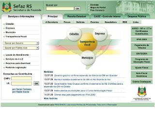 Thumbnail do site Secrataria da Fazenda do Rio Grande do Sul
