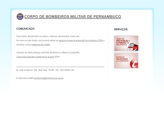 Thumbnail do site Corpo de Bombeiros Militar de Pernambuco