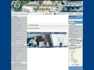 Thumbnail do site Prefeitura Municipal de Acrelndia