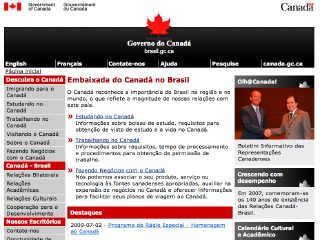 Thumbnail do site Embaixada do Canad no Brasil