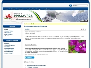 Thumbnail do site Prefeitura Municipal de Primavera